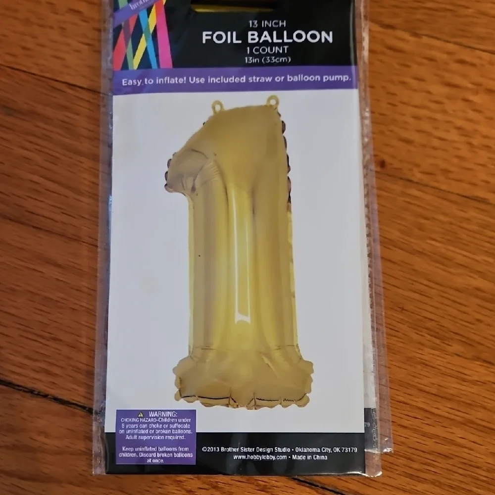 Gold Foil Balloon - Number 1, NWT